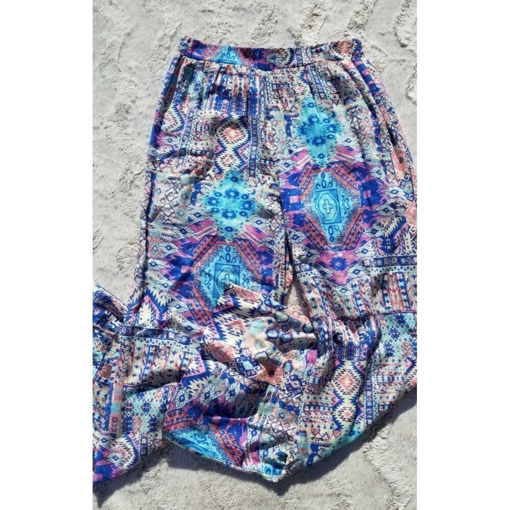 Everly Colorful Wide Leg Multicolor Geometric Print Loose Pants Size M
